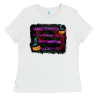 White halloween witch hat backround Ladies Tee - RanaPortraitStore