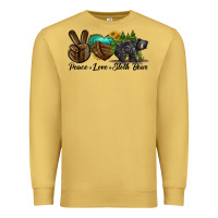 Antique Gold peace love sloth bear Premium Sweatshirt - LillyAllenDesigns