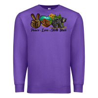 Purple peace love sloth bear Premium Sweatshirt - LillyAllenDesigns
