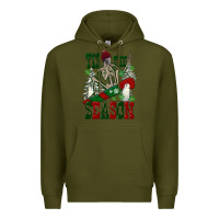 Army Green tis the season skeleton snowboard Premium Hoodie - FaDigitalArtStudio