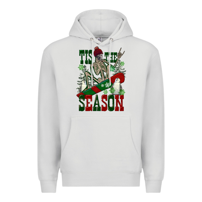 Tis The Season Skeleton Snowboard Premium Hoodie by FaDigitalArtStudio | Teevron