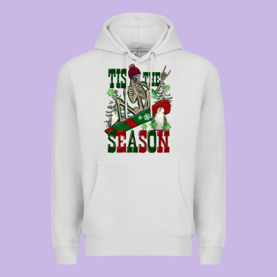 Tis The Season Skeleton Snowboard Premium Hoodie Designed By Fadigitalartstudio