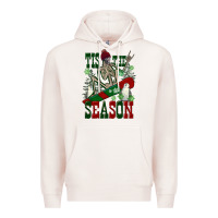 Pale Pink tis the season skeleton snowboard Premium Hoodie - FaDigitalArtStudio