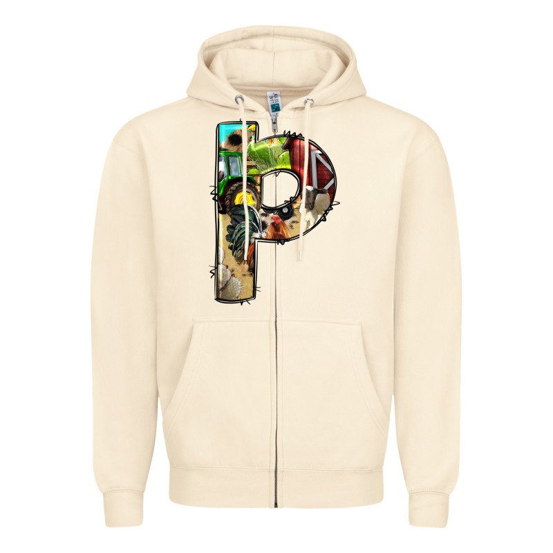 Farm Life Alphabet Lowercase Letters P Zipper Hoodie by BundleAndBundleShop | Teevron