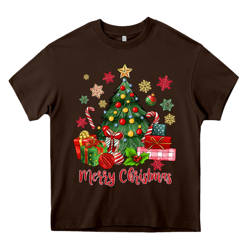 Merry Christmas Tree With Gift Box Heavy Core Tee by MaliasSmallBusiness | Teevron