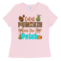 Bubblegum Pink cutest pumpkin in the patch Ladies Tee - BundleAndBundleShop