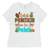 White cutest pumpkin in the patch Ladies Tee - BundleAndBundleShop