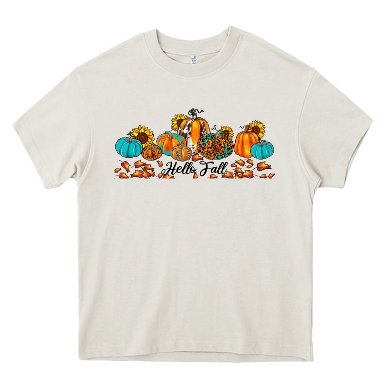Hello Fall Pumpkin Sunflower Heavy Core Tee by JahusDesignShop | Teevron