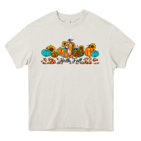 Cream hello fall pumpkin sunflower Heavy Core Tee - JahusDesignShop