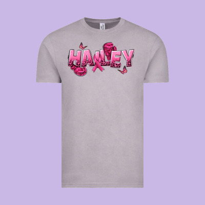 Personalized Pink Cancer Themed Name Vintage Tee Designed By Nancycooperartshop
