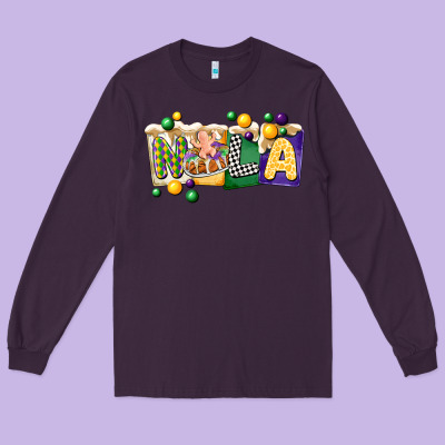 Nola Cake Mardi Gras Long Sleeve Tee Designed By Cowgirlartshop