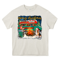 Cream Merry Christmas with camper van Heavy Core Tee - NancyCooperArtShop