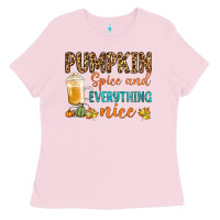 Bubblegum Pink pumpkin spice and everything nice Ladies Tee - BundleAndBundleShop