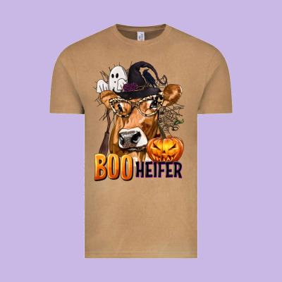 Boo Heifer Cow With Halloween Vintage Tee Designed By Texasbilliewilder