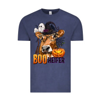 Vintage Denim Boo Heifer Cow with Halloween Vintage Tee - texasbilliewilder