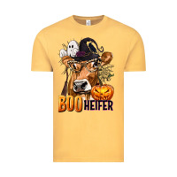 Vintage Mustard Boo Heifer Cow with Halloween Vintage Tee - texasbilliewilder