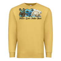 Antique Gold peace love polar bear Premium Sweatshirt - LillyAllenDesigns