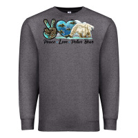 Charcoal Heather peace love polar bear Premium Sweatshirt - LillyAllenDesigns