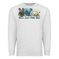 Oatmeal Heather peace love polar bear Premium Sweatshirt - LillyAllenDesigns
