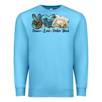 Ocean Blue peace love polar bear Premium Sweatshirt - LillyAllenDesigns