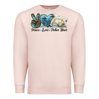 Pale Pink peace love polar bear Premium Sweatshirt - LillyAllenDesigns