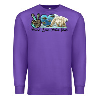 Purple peace love polar bear Premium Sweatshirt - LillyAllenDesigns