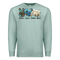 Seafoam peace love polar bear Premium Sweatshirt - LillyAllenDesigns