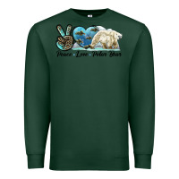 Sports Green peace love polar bear Premium Sweatshirt - LillyAllenDesigns