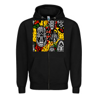 Black african masks colorful seamless pattern Zipper Hoodie - BundleAndBundleShop