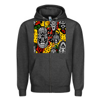 Charcoal Heather african masks colorful seamless pattern Zipper Hoodie - BundleAndBundleShop