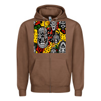 Chestnut african masks colorful seamless pattern Zipper Hoodie - BundleAndBundleShop