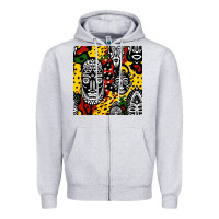 Heather Grey african masks colorful seamless pattern Zipper Hoodie - BundleAndBundleShop