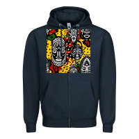 Navy african masks colorful seamless pattern Zipper Hoodie - BundleAndBundleShop