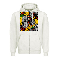 Oatmeal Heather african masks colorful seamless pattern Zipper Hoodie - BundleAndBundleShop