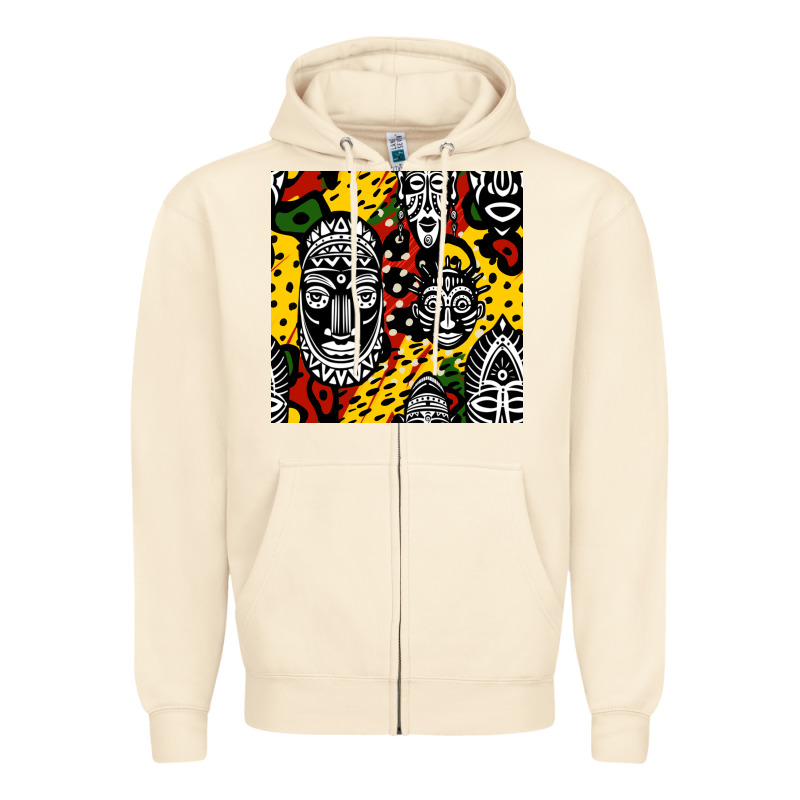 African Masks Colorful Seamless Pattern Zipper Hoodie by BundleAndBundleShop | Teevron