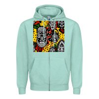 Seafoam african masks colorful seamless pattern Zipper Hoodie - BundleAndBundleShop