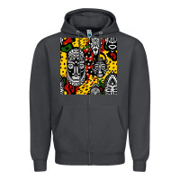 Smoke african masks colorful seamless pattern Zipper Hoodie - BundleAndBundleShop