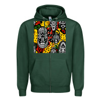 Sports Green african masks colorful seamless pattern Zipper Hoodie - BundleAndBundleShop