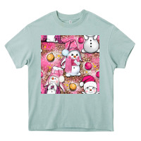 Arona Pink Christmas cute snowman Heavy Core Tee - NancyCooperArtShop