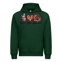 Forest Green peace love america Urban Hoodie - BarkalooDesign