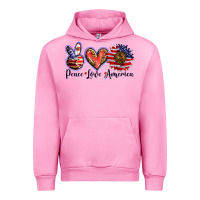 Fuchsia Pink peace love america Urban Hoodie - BarkalooDesign