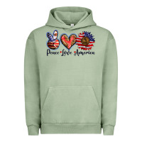 Pigment Oil Green peace love america Urban Hoodie - BarkalooDesign