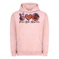 Pigment Salmon peace love america Urban Hoodie - BarkalooDesign