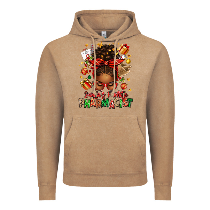 Santas Favorite Pharmacist Afro Messy Bun Vintage Hoodie by texasbilliewilder | Teevron