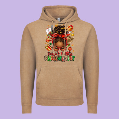 Santas Favorite Pharmacist Afro Messy Bun Vintage Hoodie Designed By Texasbilliewilder