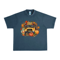 Midnight Navy Fall School Bus Urban Heavy Tee - texasbilliewilder