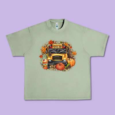 Fall School Bus Urban Heavy Tee Designed By Texasbilliewilder