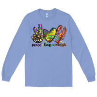 Colony Blue peace love crawfish mardi gras Long Sleeve Tee - CowGirlArtShop