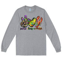 Heather Grey peace love crawfish mardi gras Long Sleeve Tee - CowGirlArtShop