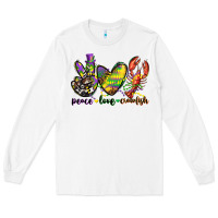 White peace love crawfish mardi gras Long Sleeve Tee - CowGirlArtShop